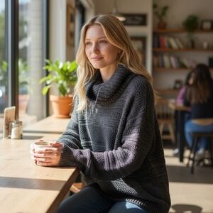 American Rag Women's Dark Gray Cowl Neck Sweater